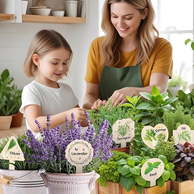 Plant Label Signs- 15PACK Herb Garden Markers, Plant Labels for Outdoor Garden Waterproof, Plant Tags with Names, Indoor Patio Tags for Succulent Flowers Greenery Seedling