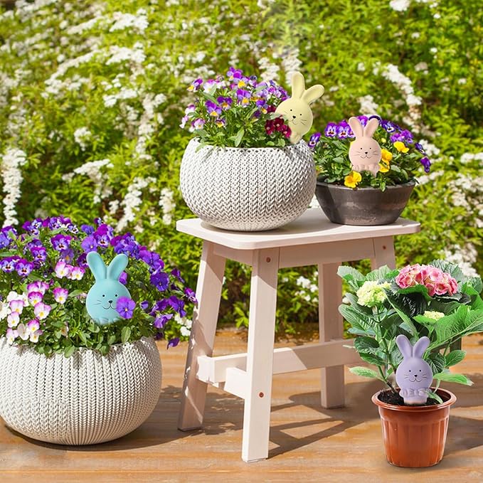 WILDKEN Terracotta Watering Globes, 4 Pack Rabbit Shaped Plant Watering Spikes Vacation Self-Watering Planters Devices for Indoor and Outdoor Plants