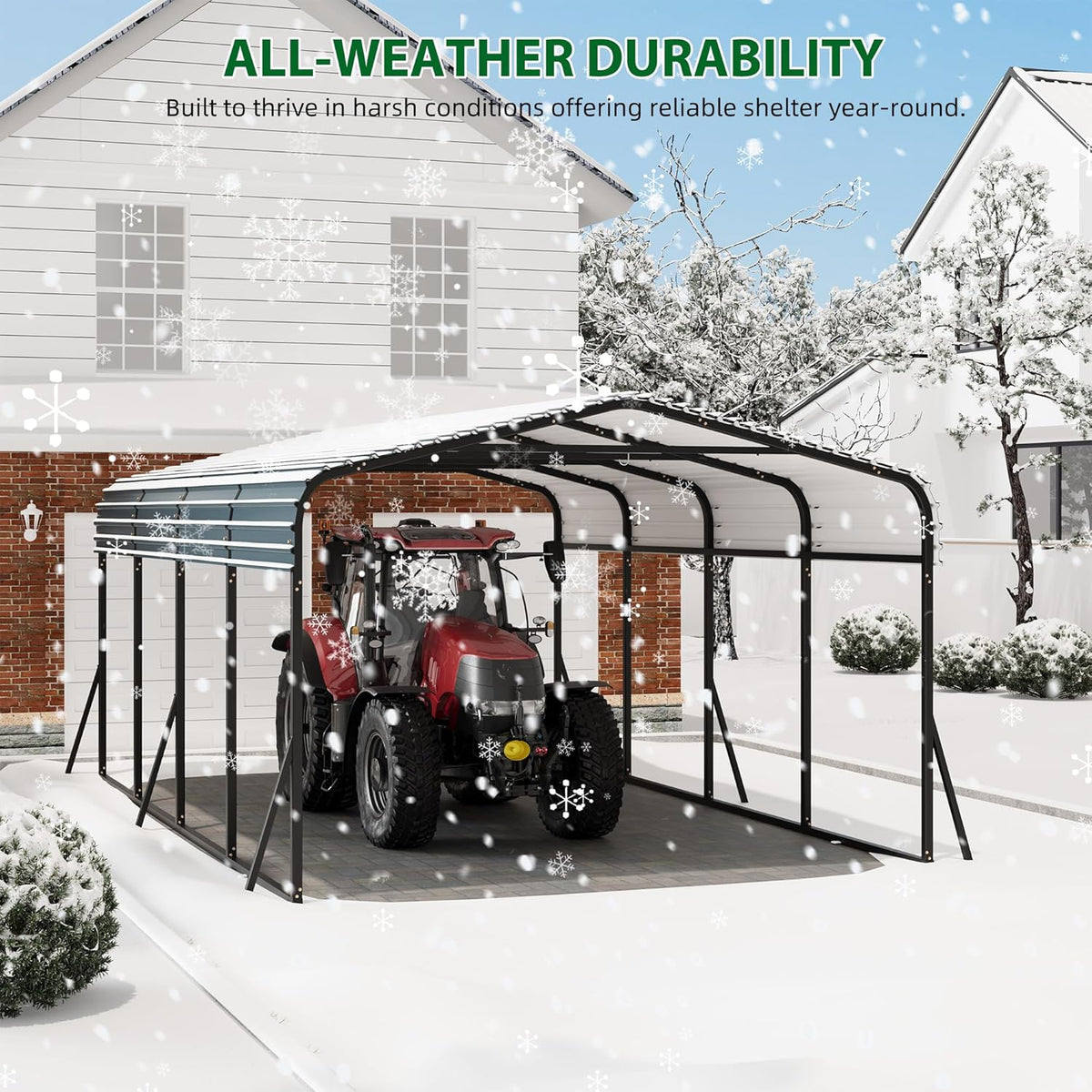12' x 20' x 8.5' Heavy Duty Metal Carport with Galvanized Steel Roof, Steel Carport Kits Outdoor with Metal Roof, Galvanized Car Shelter for Tractors, Pickup, Boat, Car