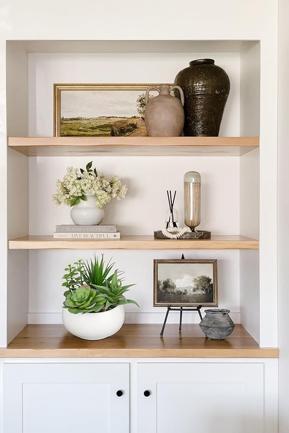 Fake Plants Artificial Succulents in Pots Faux Succulent Arrangement Potted Plant with White Ceramic Pot for Home Decor Modern Office Desk Bathroom Shelf Living Room Indoor Decoration