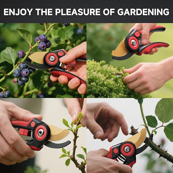 FLORA GUARD Bypass Pruning Shears 8.2" – Ultra Sharp SK5 Steel Blades with Titanium Coating, Ergonomic Rubber Handle Hand Pruners for 3/4" Branch Cutting, Garden Shears for Yard & Fruit Trees