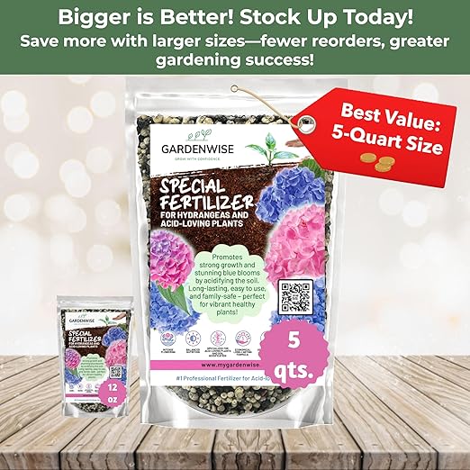 Slow Release Hydrangea Fertilizer with Iron & Sulfur – Indoor & Outdoor Soil Acidifier for Miracle Growth (1/2 qt)