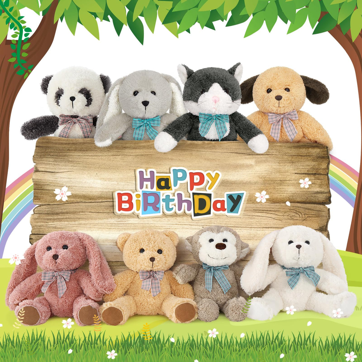 MaoGoLan 13 inch Stuffed Animals Bulk 8 Pack Assorted Animals Plush Toy Set