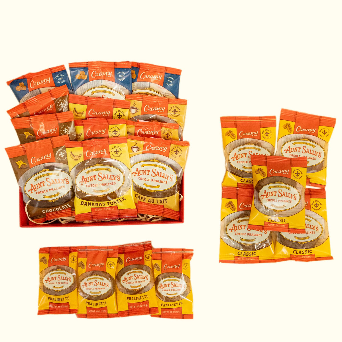 Aunt Sally's Pralines- Maison Gift Basket- 21 Assorted Pralines- New Orleans Most Famous Pralines