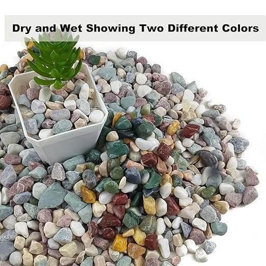 45LB Succulents Rocks for Plants Cactus Gravel Pebbles for Fish Tank 1/2 Inch Natural River Rocks for Vase, Aquarium, Landscaping,Bonsai,Terrarium Pebbles, Mixed Color
