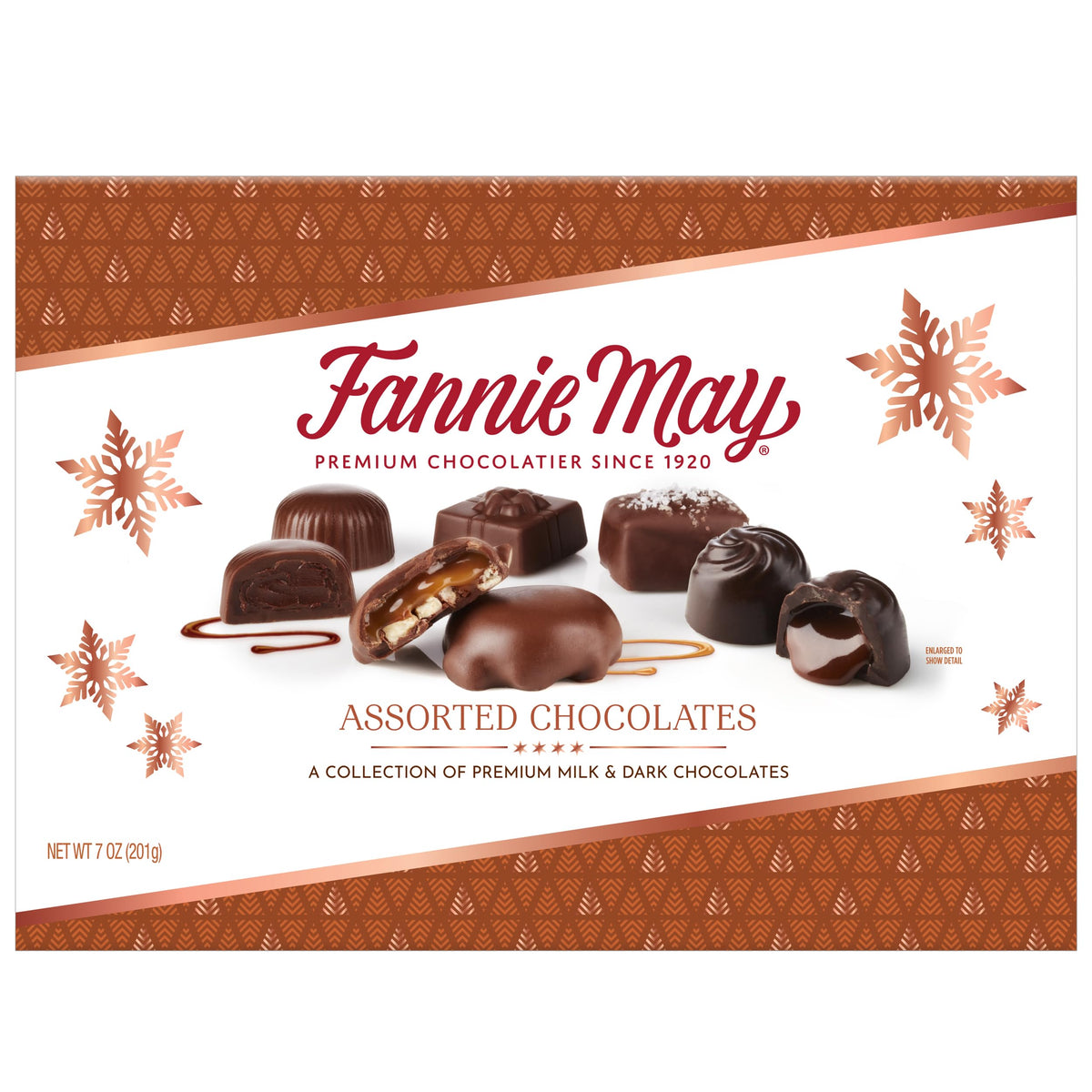 Fannie May, Assorted Flavor Milk and Dark Chocolates, Holiday Gift Box, 7 oz
