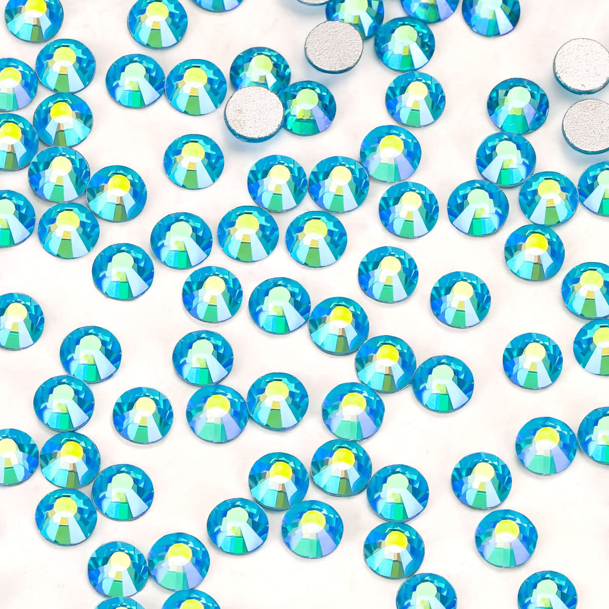 1440Pcs Aquamarine Ab Crystal Rhinestones,Glass Flatback Rhinestones Gemstones For Nail Face Makeup Art Crafts Clothes Decoratio