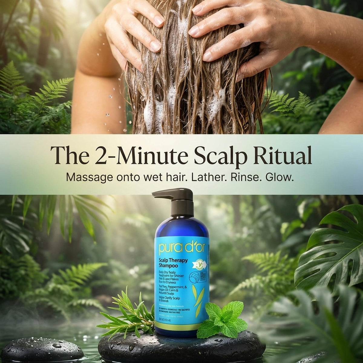 PURA D'OR Scalp Therapy Shampoo for Dryness and Buildup Care, 16oz