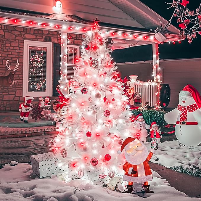 JMEXSUSS 200 LED Red and White Christmas Lights Outdoor, 66ft Halloween String Lights Indoor Clear Wire, Christmas Tree Lights Plug in for Bedroom Tree Christmas Party Decorations