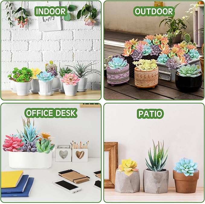 Tigeen 120 Pcs Artificial Plastic Succulents Realistic Textured Assorted Decorative Fake Faux Succulents Unpotted for Lotus Landscape Garden Arrangement