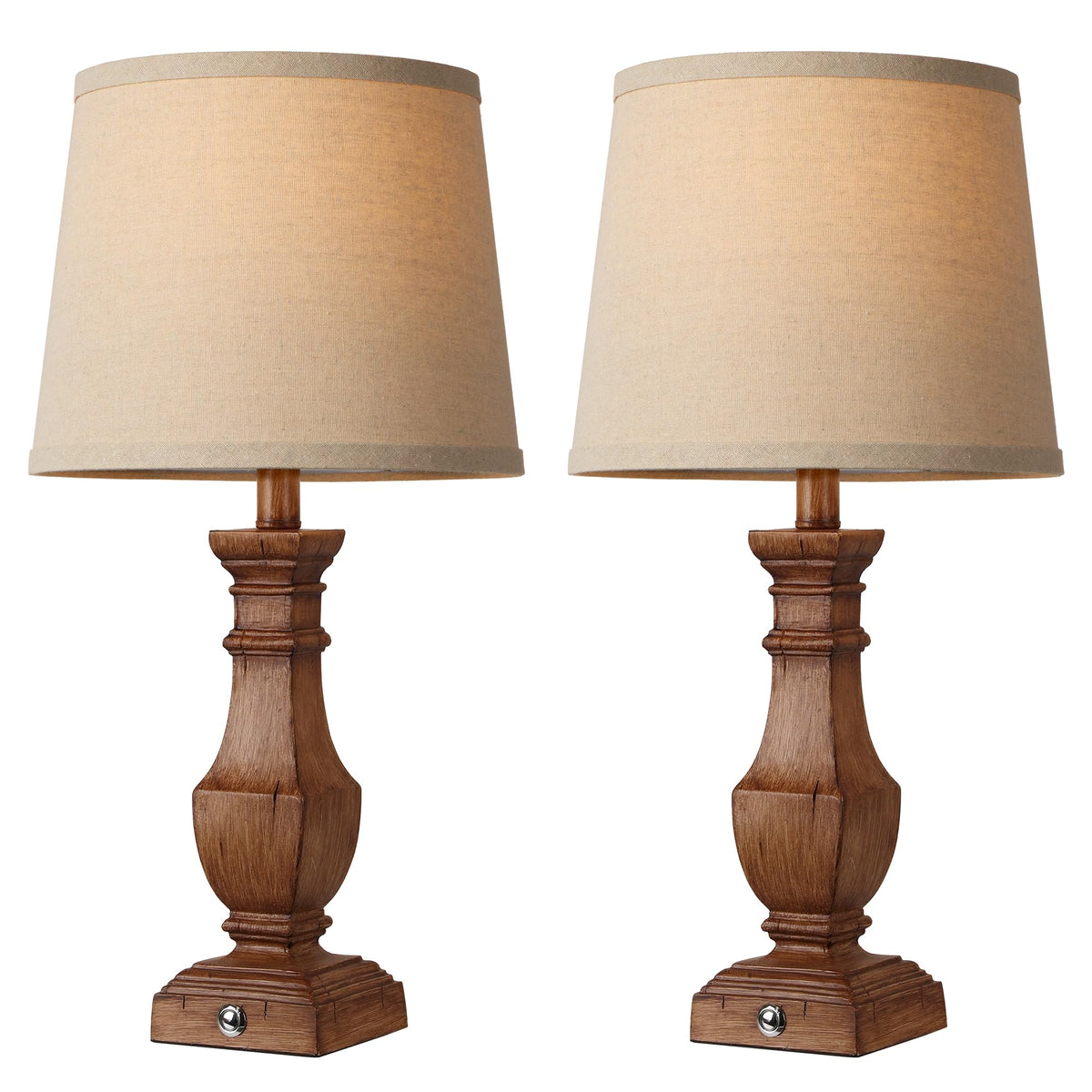 ROTTOGOON Dimmable Table Lamps Set of 2, Rustic Farmhouse Table Lamps for Living Room Bedroom, Bedside Desk Lamps for end Tables, Touch Lamps for nightstand, 9W Bulbs Included, 22", Brown