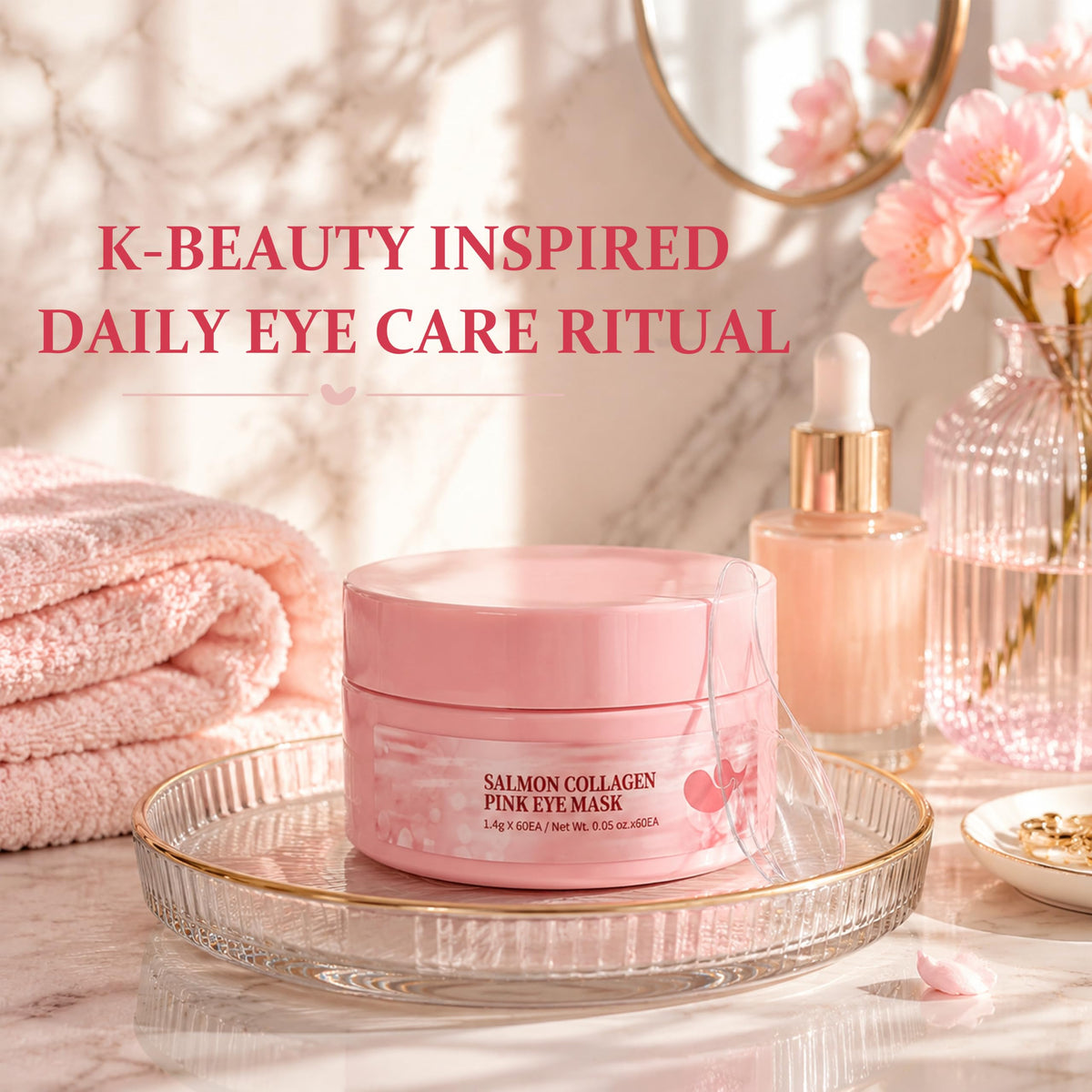 XPICZE Salmon Collagen Under Eye Masks, 60-Count Pink Hydrogel Eye Pads for Puffy Eyes & Dark Circles, Deep Hydrating K-Beauty Skincare for Firming & Fine Lines, 30 Pairs