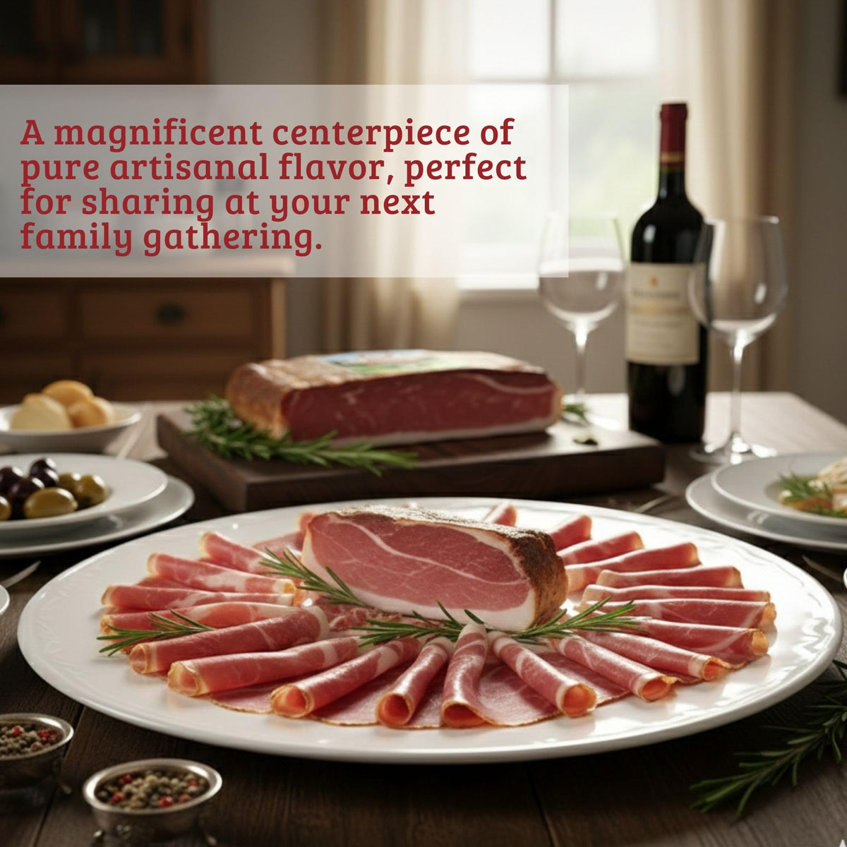 Alma Gourmet Speck Alto Adige IGP Approx. 5 lb (2.3 kg) - Traditionally Seasoned, Dry-Cured & Lightly Smoked Italian Prosciutto Style Ham, Whole