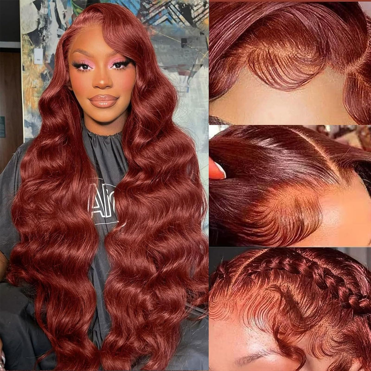 Aicrelery 32 Inch Reddish Brown Lace Front Wigs Human Hair Pre Plucked 13X6 Hd Transparent Body Wave Auburn Colored Lace Front W