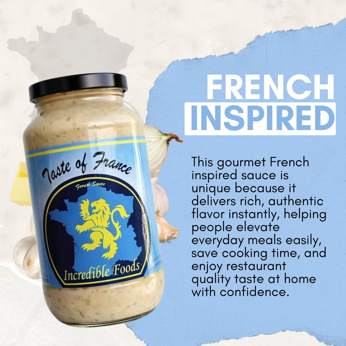 Incredible Food Pasta Sauce - Handcrafted French Cooking Sauce - Creamy, Slightly Sweet Authentic Gourmet Sauce - Gluten-Free - For Pasta, Rice & More