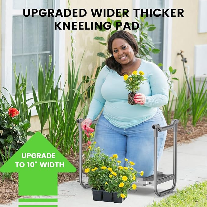 Upgraded Kneeler and Seat - Thicken & Widen Soft Kneeling Pad, Heavy Duty Gardening Stool with 2 Tool Bags & 4 Garden Tools, Gifts for Women, Men & Seniors