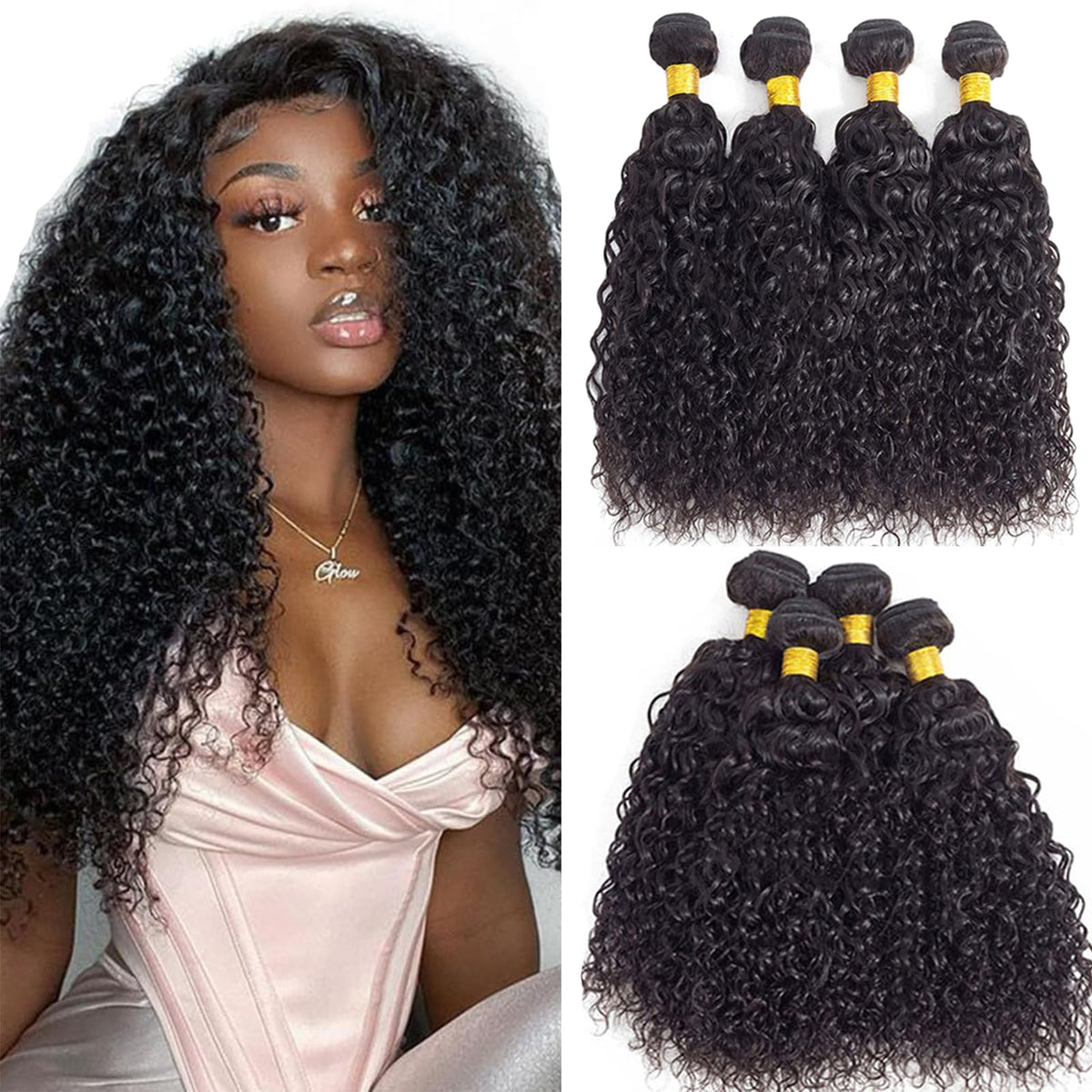 12A Curly Bundles Human Hair 16'' 18'' 20'' 22'' 400G Brazilian Curly Human Hair 4 Bundles 100% Unprocessed Virgin Remy Kinky Cu