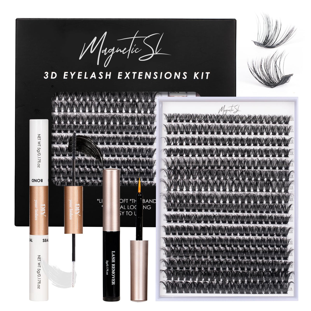 Diy Lash Extensions Kit 320Pcs Individual Lashes Clusters 60D 80D D Curl Eyelash Extension Kit With Applicator And Lash Bond&Sea