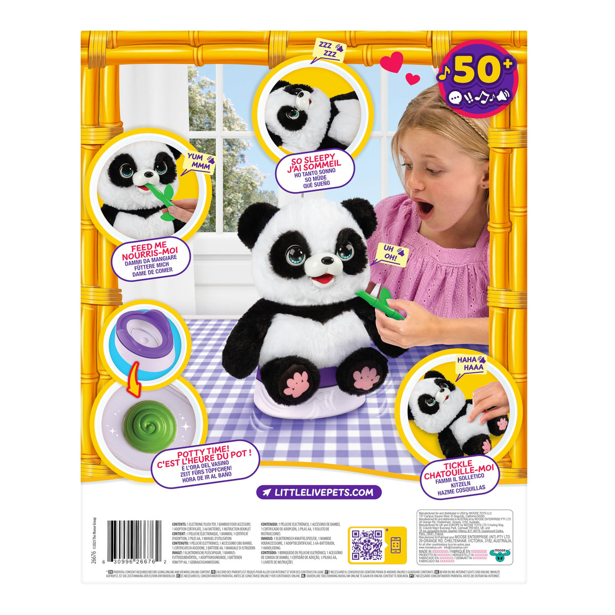 Little Live Pets My Baby Panda Toys ChuChu Plush - Interactive Sounds, Feeding, Potty Dance - Ages 4+, Electronic Pets