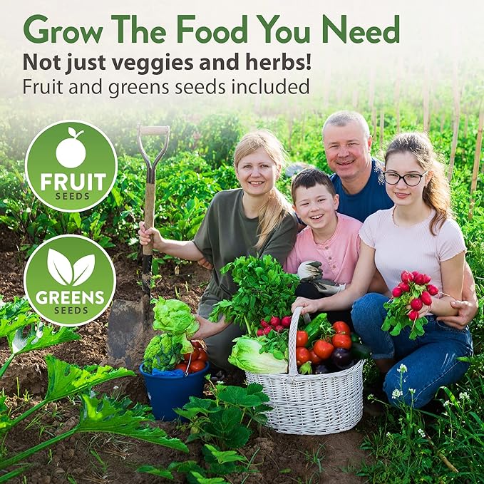 HOME GROWN 70 Variety Vegetable & Herb Seeds – 32,000+ USA Non-GMO Heirloom Survival Seeds –Garden Kit for Spring, Fall, Winter – Indoor & Outdoor Planting – Starter Set for Home Gardeners & Preppers