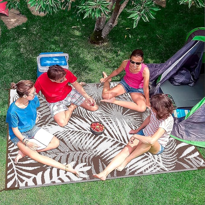 HiiARug Outdoor Rug 5x7Ft Outdoor Plastic Straw Rug Waterproof Outdoor Rugs for Patios Clearance Reversible Patio Mat Outdoor Carpet for Patio Camping Porch Deck RV Camper Backyard