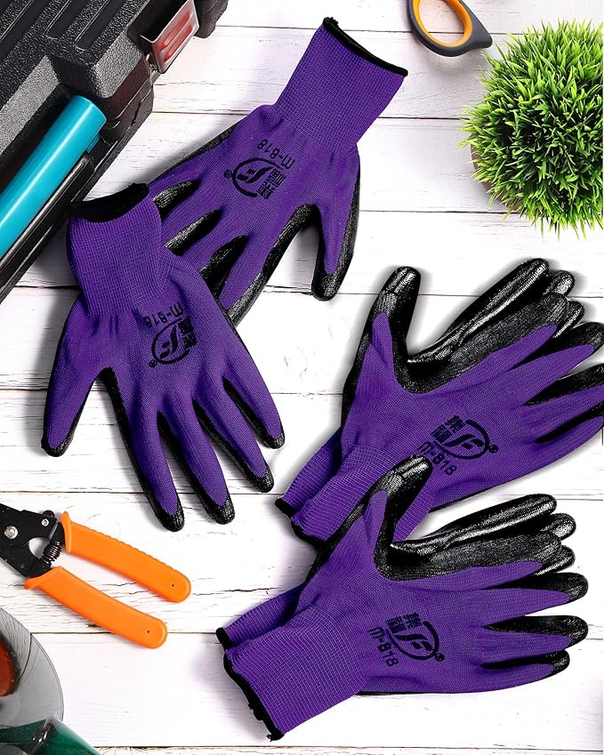 Nuogo 24 Pairs Gardening Gloves for Men Women Rubber Coated Landscaping Work Gloves Safety Work Construction