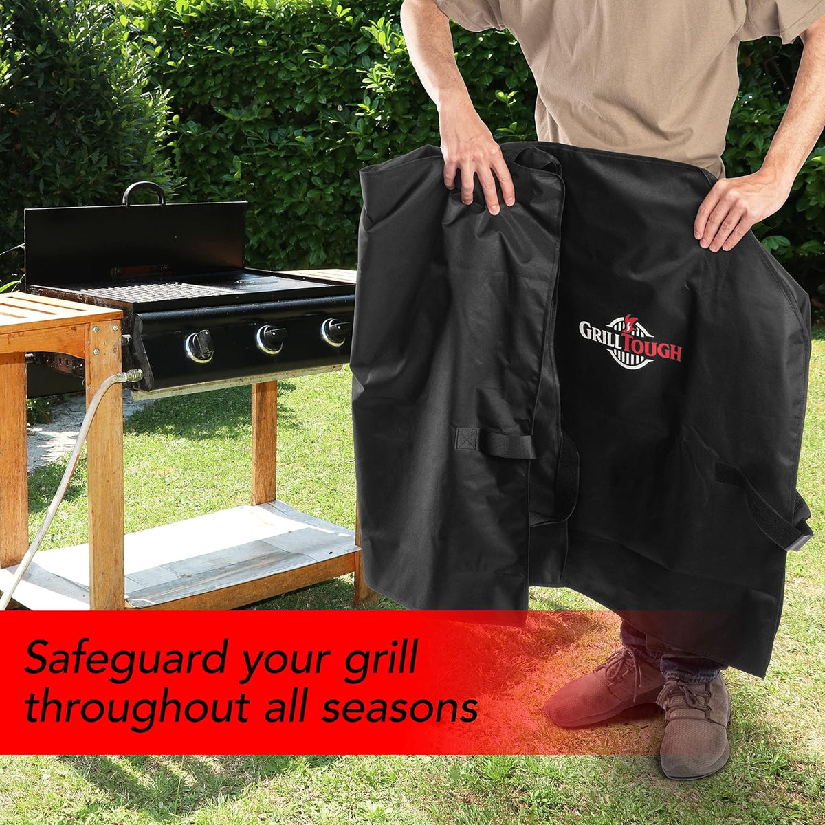 Heavy Duty Griddle Cover for Outdoor Griddle, Fits 28 Inch Griddle – Waterproof, Weather Resistant, UV & Fade Resistant with Adjustable Straps – Flat Grill Cover, Black