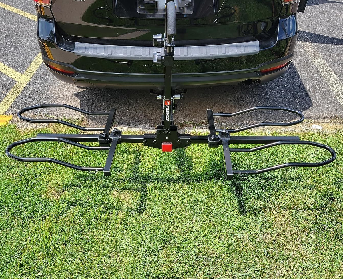 FORWODE Hitch Mount Bike Rack Fits 2 X 80 lbs Bicycle, Platform Bike Rack for Car SUV Truck, 2 Inch Receiver, Foldable Wobble Free, Locking Hitch,Fat and Standard
