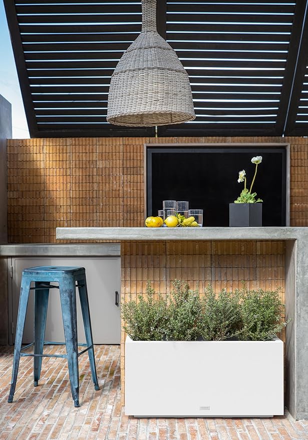 Veradek Block Series Long Box Planter - Large Rectangular Planter for Indoor or Outdoor Patio/Porch | Durable All-Weather Use with Drainage Holes | Modern Décor for Tall Plants, Flowers or Shrubs
