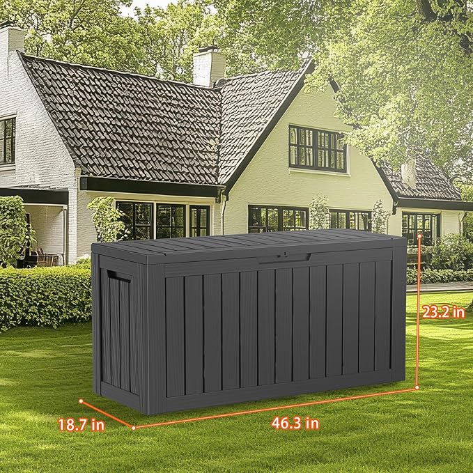 DRATO 80 Gallon Deck Box, Outdoor Storage Box for Patio Furniture, Patio Cushions, Gardening Tools, Pool Supplies 480lbs Weight Capacity,Waterproof Resin Storage Boxes