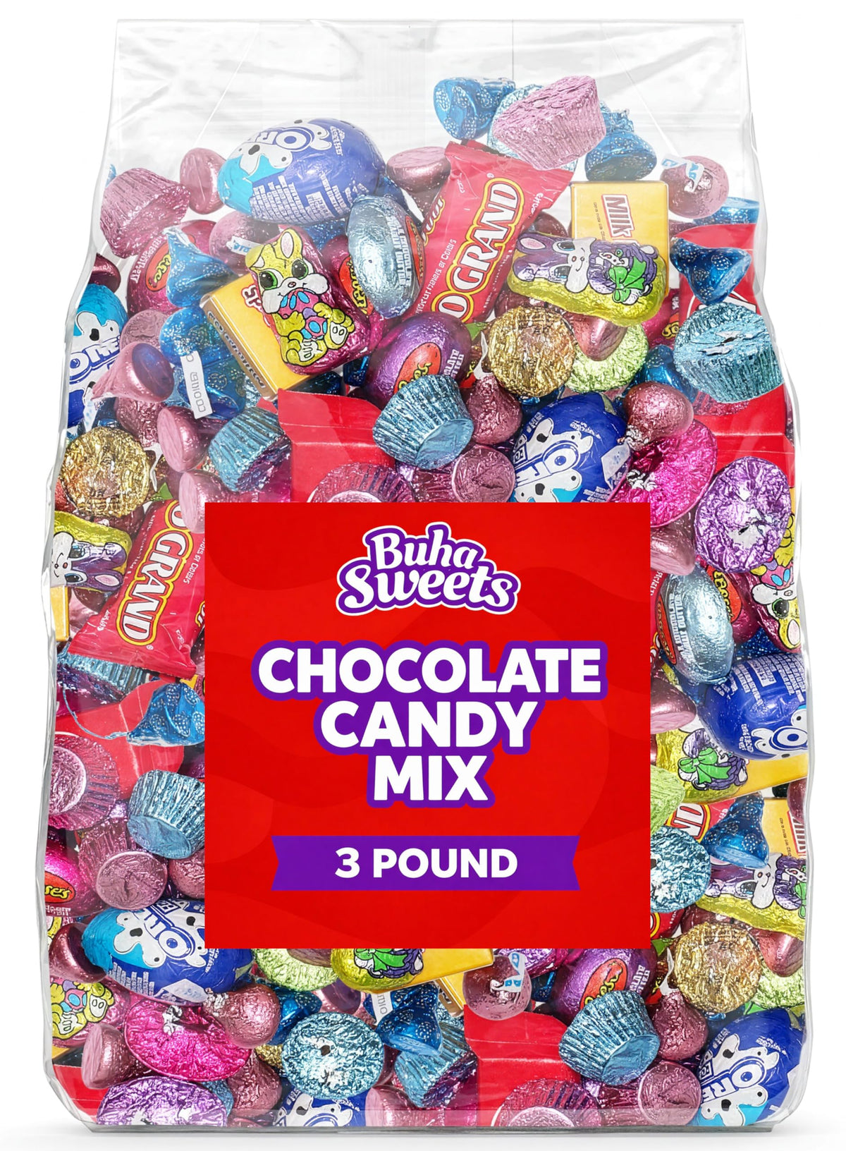 Bulk Chocolate Candy Individually Wrapped - 3 Pound Assorted Chocolate Mix for Pinata Fillers, Candy Bags, Graduation Party Favors & Treats - Approx