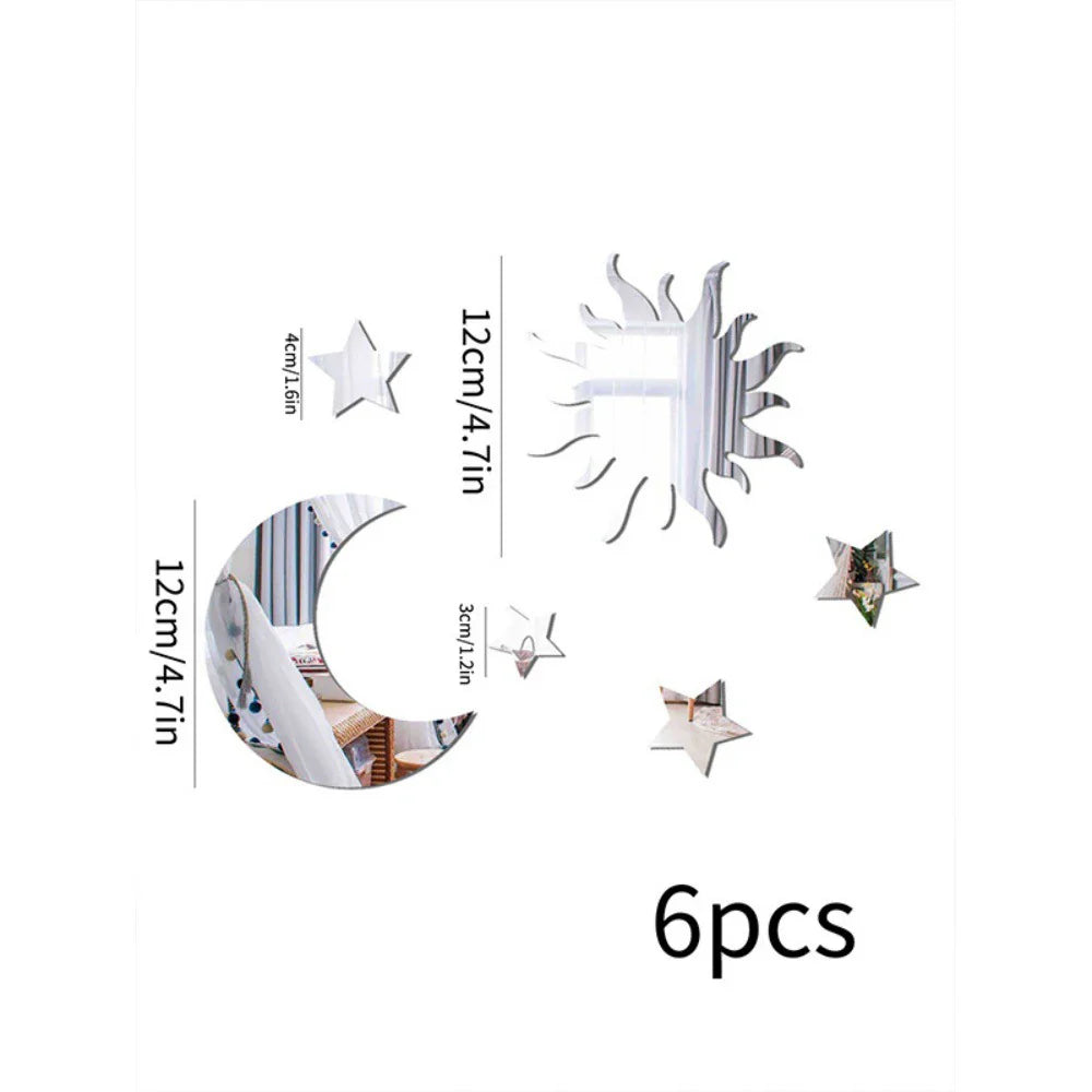 Star Moon Wall Mirror Stickers