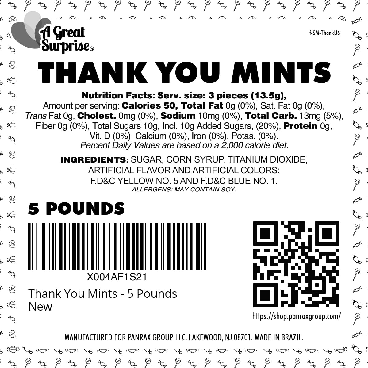 Thank You Hard Candy Mints – 5 lb Bag, Individually Wrapped Spearmint | Hospitality, Office & Event Sweets | A Great Surprise