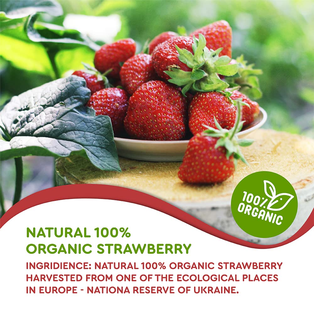 Ahimsa Organic Freeze Dried Strawberry Powder - 8 oz | USDA Organic Certified | Vegan & Gluten-Free