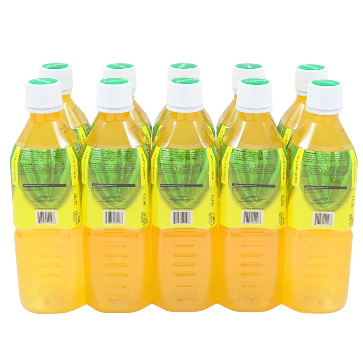 Aloevine Mango Aloe Vera Drink – 16.9 oz Bottle (10-Pack) | Plant-Based Korean Beverage