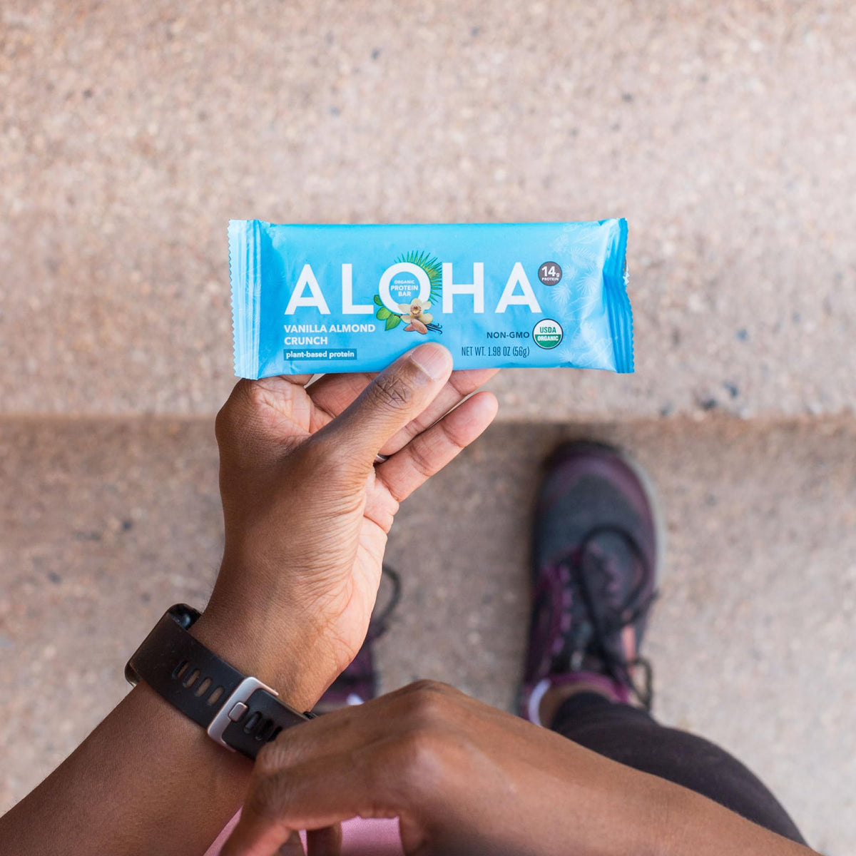 ALOHA Organic Plant-Based Protein Bars – Vanilla Almond Crunch, 1.98 oz, Pack of 12 | Vegan, Gluten-Free
