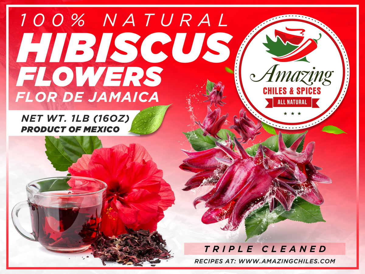 Amazing Chiles & Spices Hibiscus Flowers 2lb – All Natural, Triple Cleaned Flor de Jamaica