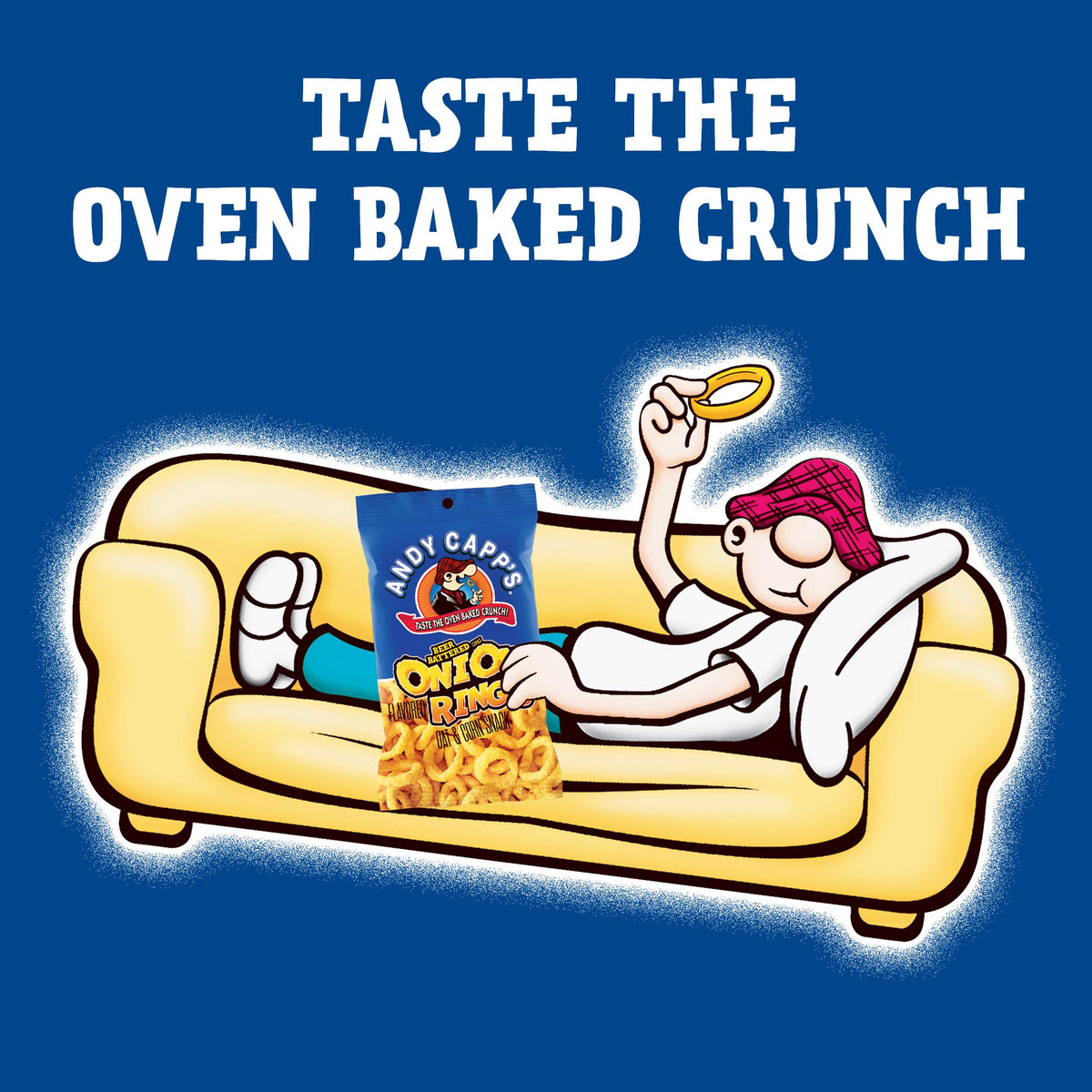 Andy Capp's Beer Battered Onion Rings Baked Oat and Corn Snacks – 2 oz Pack of 12 (Kosher)