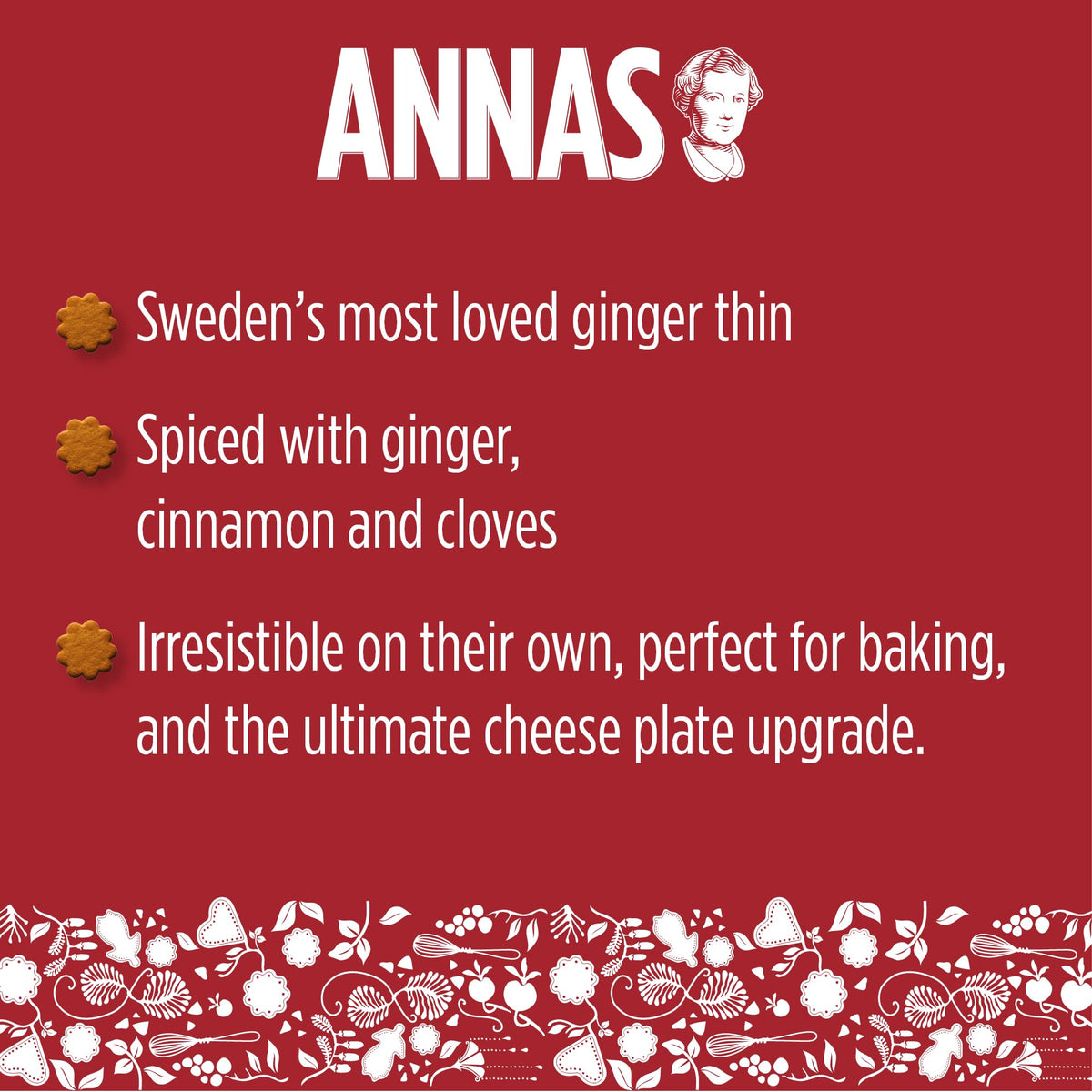 Annas Thins Ginger Pepparkakor – 5.25 oz x12, Non-GMO + Vegan