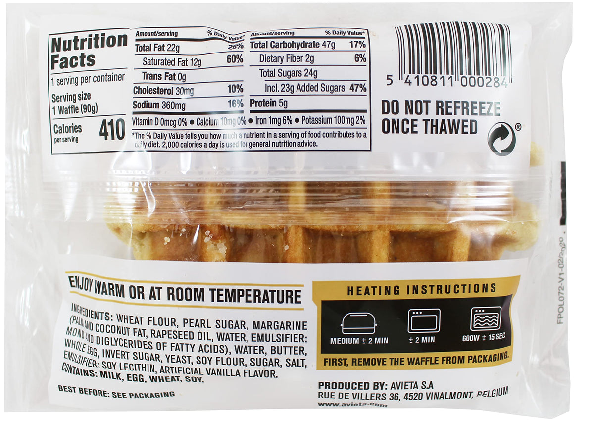 Avieta Belgian Pearl Sugar Waffles – 12 Individually Packed