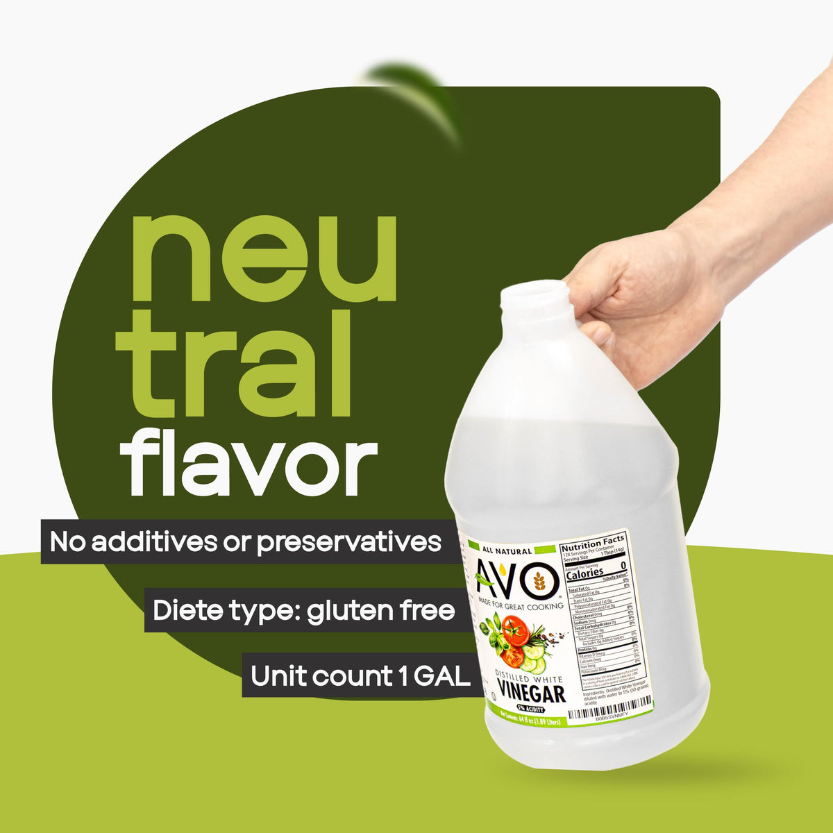 AVO Distilled White Vinegar – 1 Gallon (2 Pack), 5% Acidity, Pure & Multipurpose