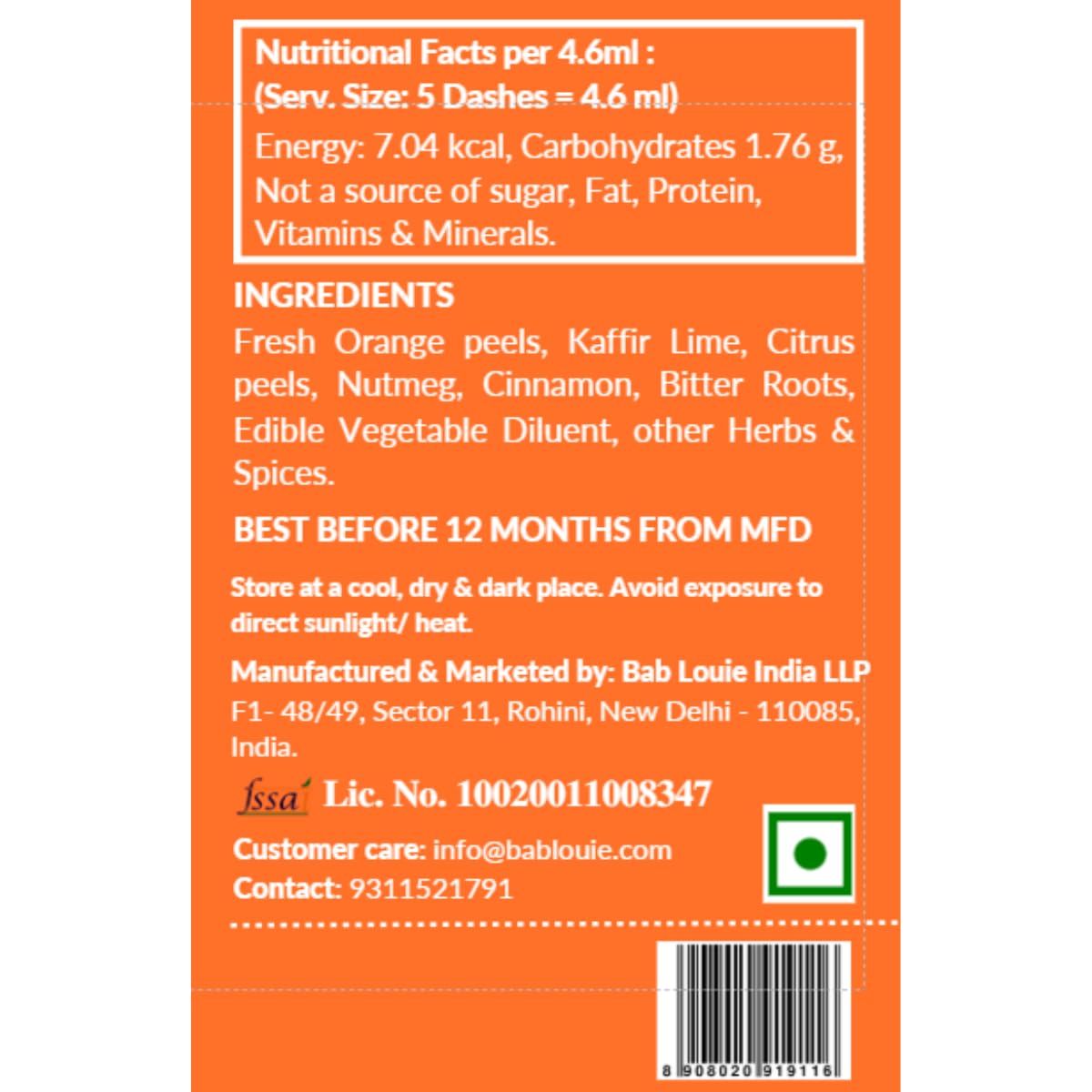 Bab Louie & Co. Orange Bitters - Non-Alcoholic, Award-Winning 120ml for Cocktails