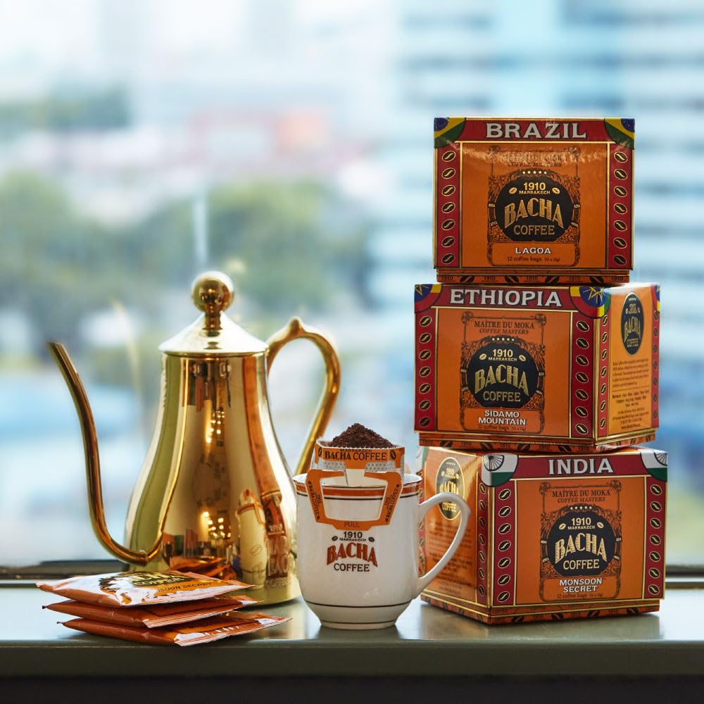 Bacha Coffee Caramelo Morning – 100% Arabica, Fine Flavoured, 12 Drip Bags Gift Box