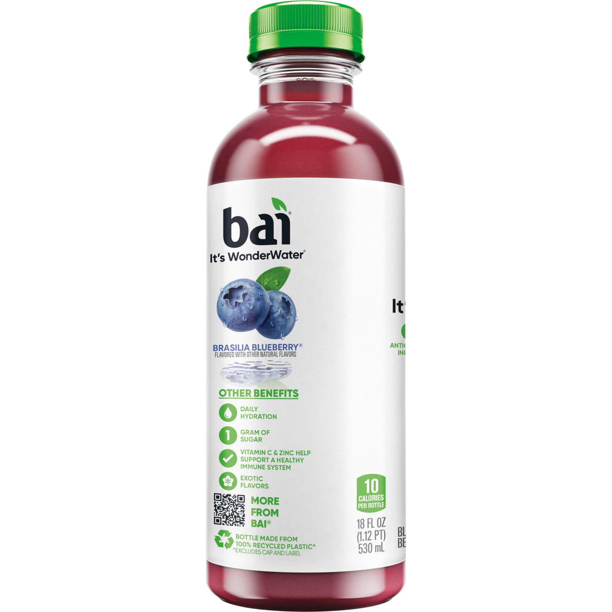 Bai Brasilia Blueberry Antioxidant Infused Water – 18 oz Bottle, 12 Pack | Vitamin C & No Artificial Sweeteners