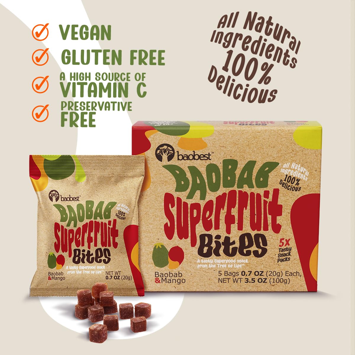Baobest Superfruit Bites – Baobab Snack Variety Pack (Berry, Mango & Raspberry) | Vegan & Gluten-Free