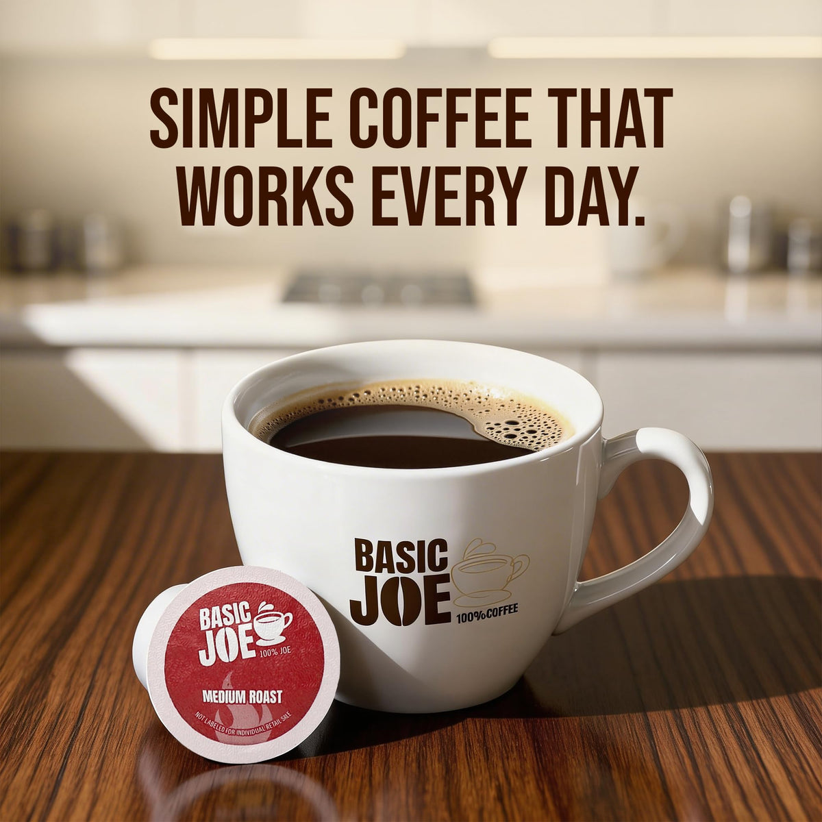Basic Joe Medium Roast Coffee Pods - 80 Count | 100% Arabica | K-Cup Compatible | Made in USA