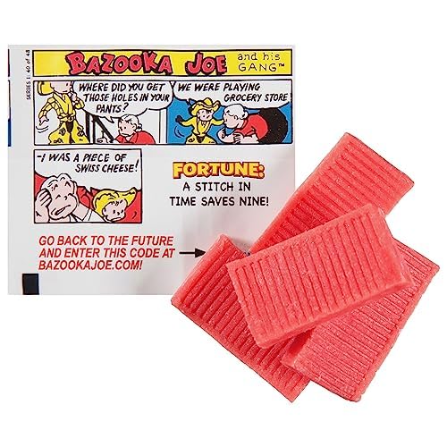 Bazooka Bubble Gum – Original Pink Flavor, 120 Pieces in 12 Wallet Packs