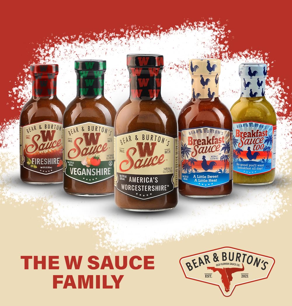 Bear and Burton's W Sauce | Distinctive Worcestershire for Steaks, Dressings & Marinades | 12 oz Pack of 2 | Old Florida Sauce Co.