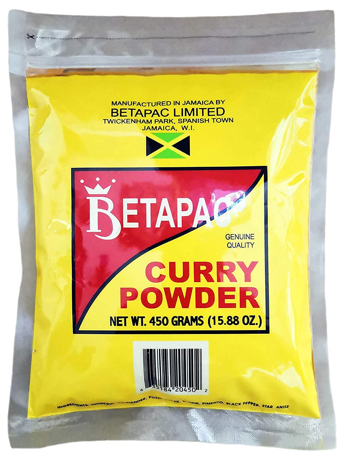 Betapac Curry Powder (15.88oz) – Jamaica Made, No MSG, Perfect for Meats & Seafood