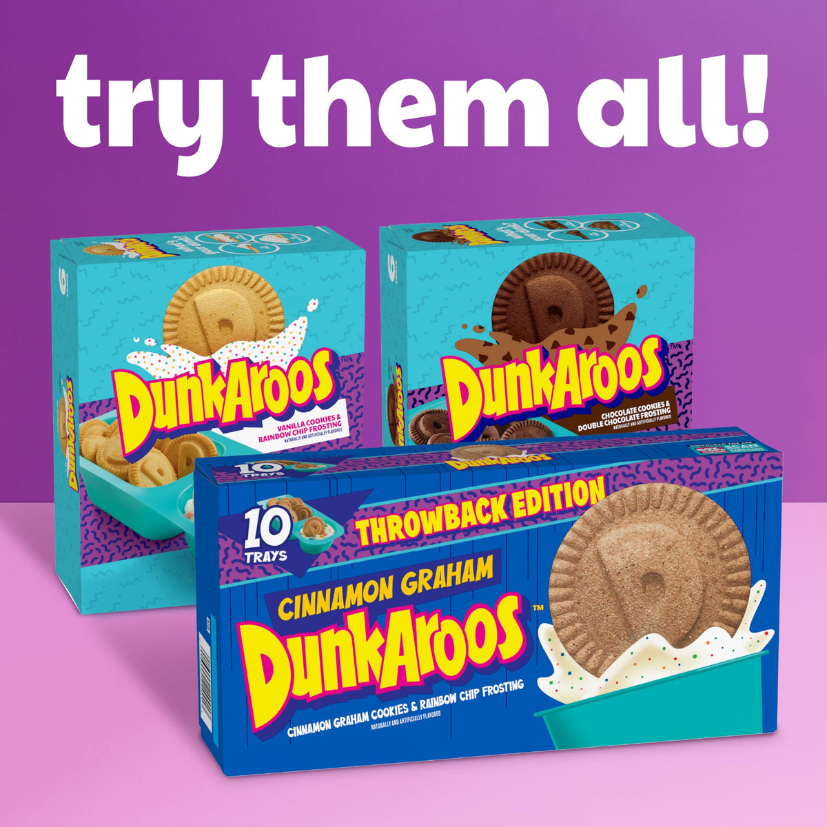 Betty Crocker Dunkaroos Vanilla Cookies with Rainbow Chip Frosting - Pack of 6 (6 oz)